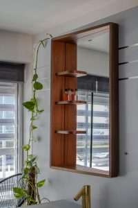 Skew Mirror with Wood Frame